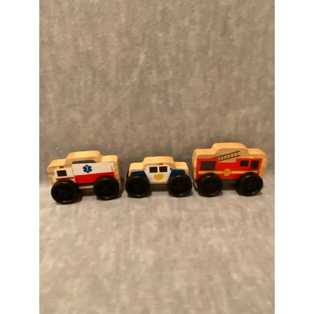 Playgo Wooden‎ Toys Stacking Emergency Vehicles Set of 3 EMS
